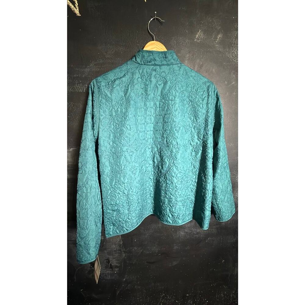 Alfred Dunner Petite Teal Textured Jacket NWT - Picture 3 of 6